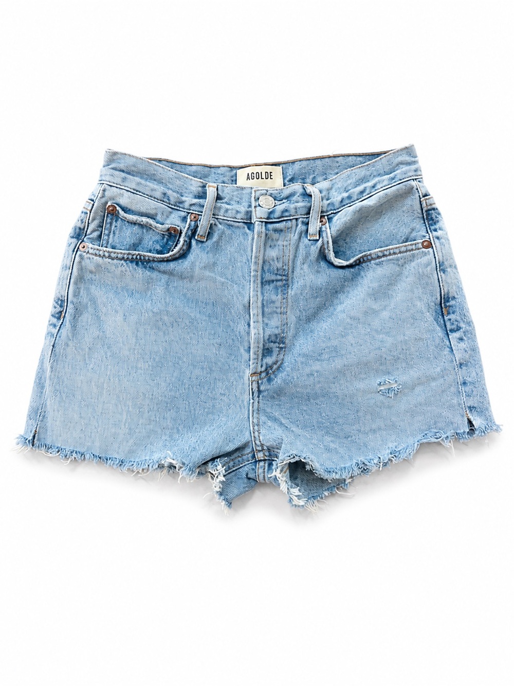 AGOLDE Light Blue Denim Cutoff Shorts